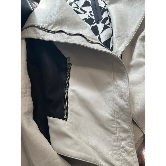 Gareth Pugh Runway Leather Jacket White Black Asymmetrical Zipper IT 38 - Picture 11 of 16